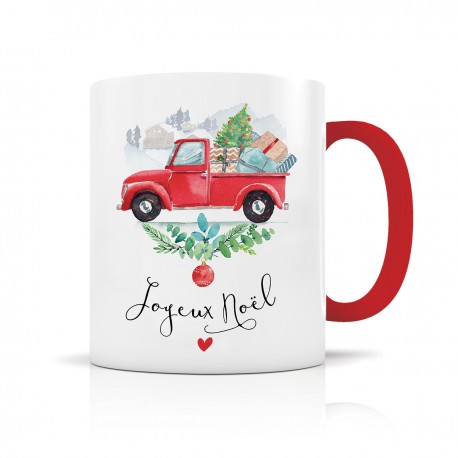 Mug céramique 350ml (int/anse rouge) - Joyeux Noël (pick-up)