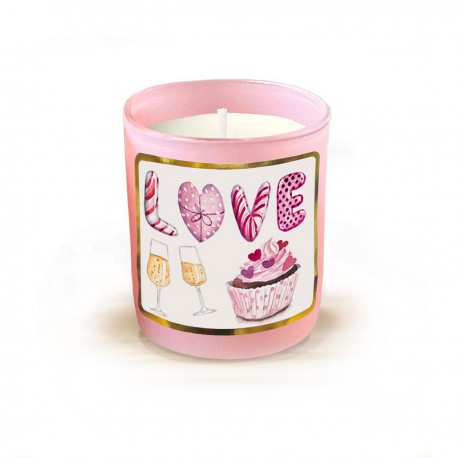 Bougie parfumée 220gr en verre - De l'amour & des cupcakes