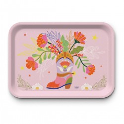 Plateau rectangulaire kraft (mat 42x30 cm) - Far-west (Santiag solo)