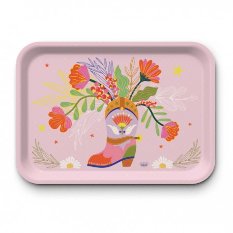 Plateau rectangulaire kraft (mat 42x30 cm) - Far-west (Santiag solo)