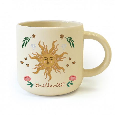 Mug céramique rond beige 350ml - Le Soleil (Brillante)