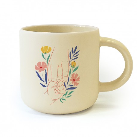 Mug céramique rond beige 350ml - A fleur de peau (bout du monde)