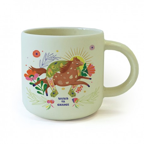 Mug céramique rond vert 350ml - Far-west (Saisis ta chance)