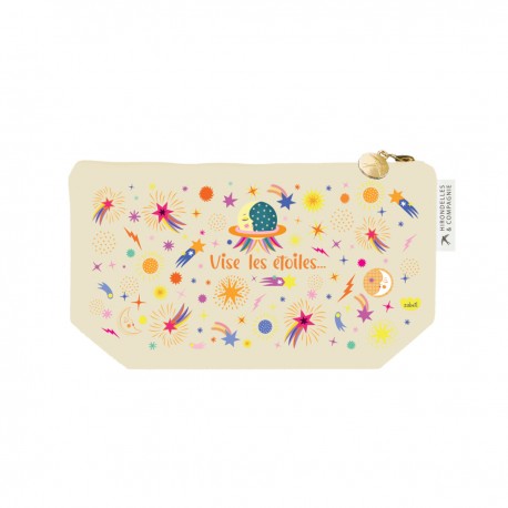 Trousse rectangulaire PM beige (24x13 cm) - Cosmic (vise les étoiles)