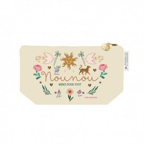 Trousse rectangulaire en coton PM (24x13 cm) - Le Soleil (Nounou)