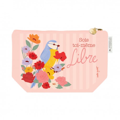 Large pouch in cotton(28x18 cm) - Nature vivante (oiseau)