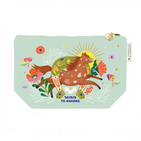 Trousse cosmétique en coton vert GM (28x18 cm) - Far-west (Chance)