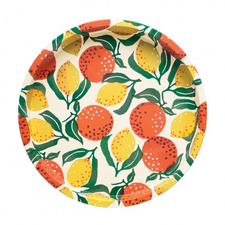 Plateau rond (dia 30cm) en métal - Oranges & Lemons