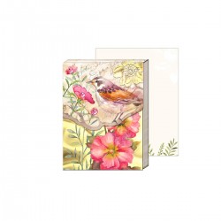 Pocket carnet de notes 'Pink floral bird'