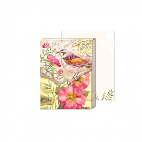 Pocket carnet de notes 'Pink floral bird'