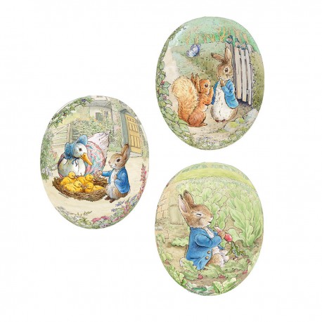 Set of 12 easter eggs Peter Rabbit - 12 cm - 3 designs assorted