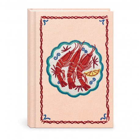 Fabric embroidered journal - Mediterranea (Prawns)
