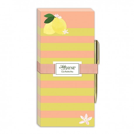 Bloc shopping aimanté & stylo - Fruit & Fleur (Lemons)