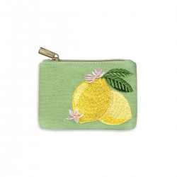 Embroidered coin pouch - Fruit & Fleur (Lemons)