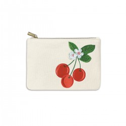 Embroidered pouch - Fruit & Fleur (Cherries)