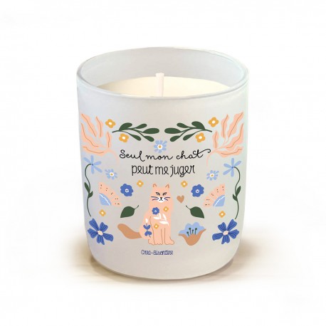 Bougie parfumée 220gr en verre bleu - Seul mon chat peut me juger