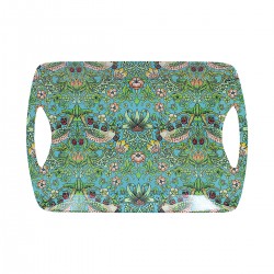 Plateau rectangulaire grand modèle en mélamine - Strawberry Thief Blu