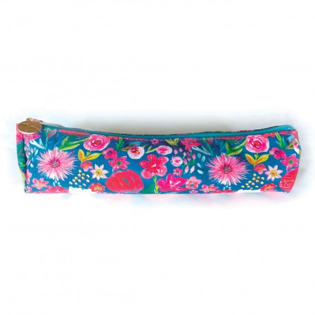 Pencil case in cotton - Floral folk