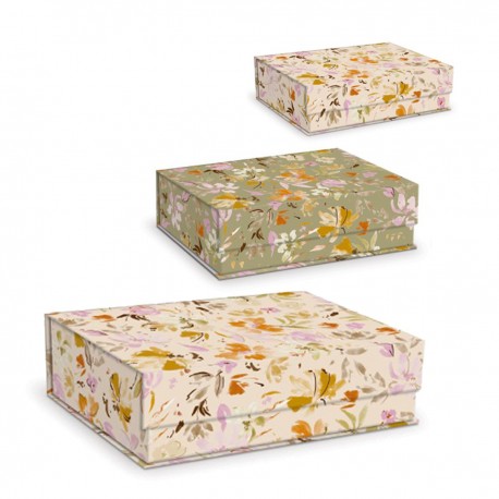 Large rectangular box set 3 - Neutral Floral