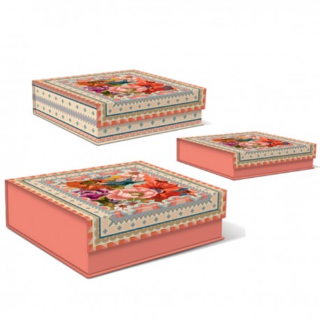 Set de 3 boîtes carrées gigognes GM - Floral Frame