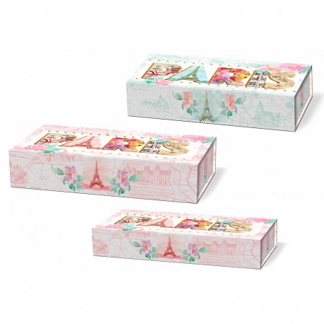 Set 3 boîtes plumiers 'Paris Collage'