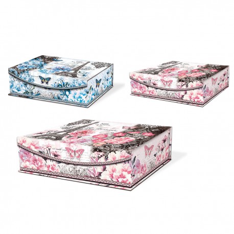Set 3 boîtes rectangulaires gigognes GM - Pink Floral Paris