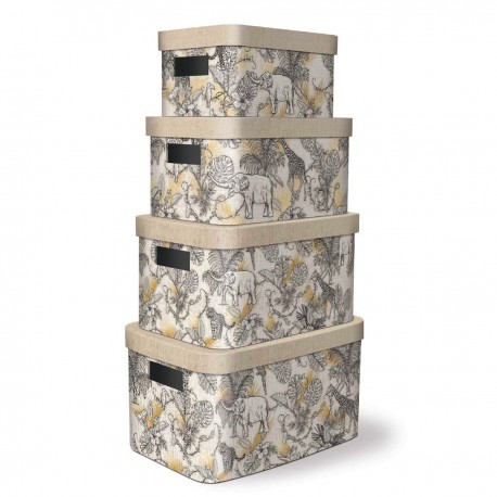 Set 4 boîtes de rangement (Jungle Toile) 'Jungle'