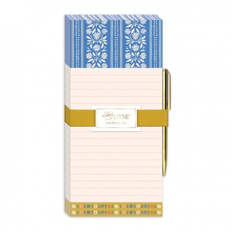 List pad with pen - Sweet boutique (blue stripe)