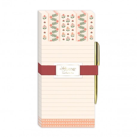 List pad with pen - Sweet boutique (Coral stripe)