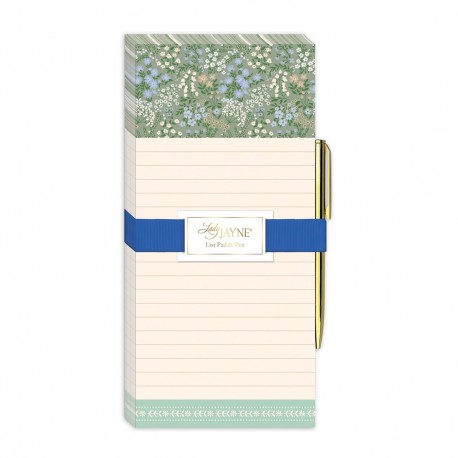 List pad with pen - Sweet boutique (Sage ditsy)