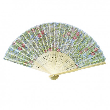FAN (21cm / Polyster / Laser printed Logo on bamboo) - Golden Lily