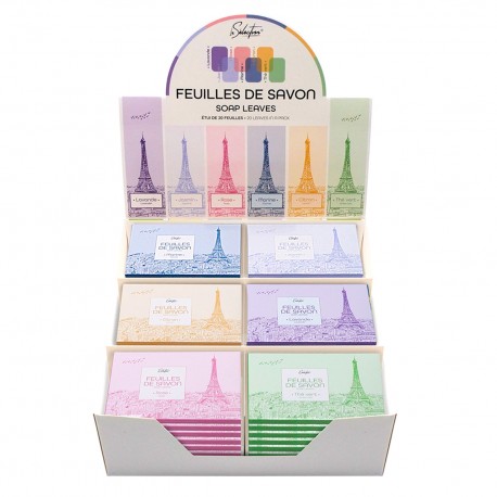 Présentoir 48 Etuis de 20 feuilles de savon (6 senteurs) - Paris