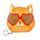 Trousse porte clés aspect cuir - Pets Cat Heart Glasses