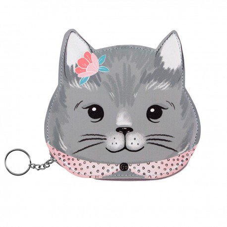 Trousse porte clés aspect cuir - Pets Gray Kitten