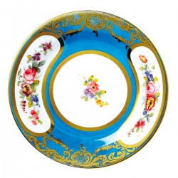 Assiette d'ornement en métal imprimé - Turquoise