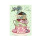 Carte double GM et enveloppe - Happy Birthday (bird & tea cups)