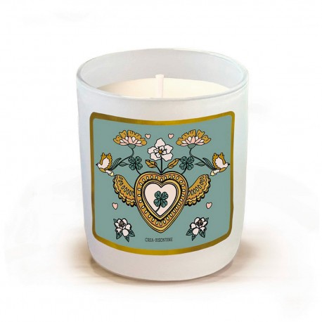 Bougie parfumée 220gr en verre blanc - De tout mon coeur