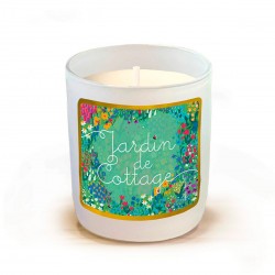 Bougie parfumée 220gr en verre blanc - Jardin de cottage
