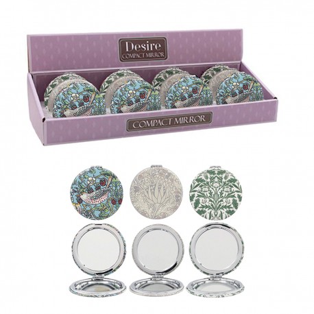 Présentoir de 12 miroirs compacts (3 motifs W. Morris Strawberry T.)