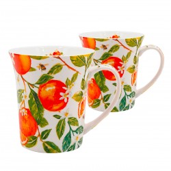 Coffret 2 mugs en porcelaine - Oranges & Lemons