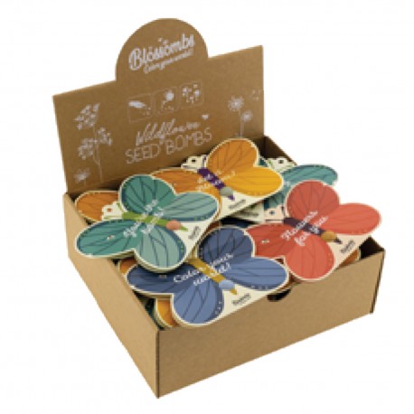 Présentoir 40 coffrets de bombes de fleurs en forme de papillon