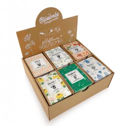 Présentoir 24 coffrets de 4 bombes de fleurs - Herbes du jardin