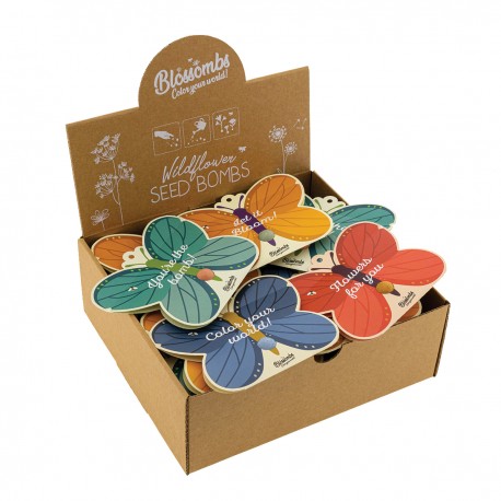 Présentoir 40 coffrets de bombes de fleurs en forme de papillon