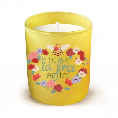 Bougie parfumée 220gr en verre jaune- Nature Vivante (tu as la force)