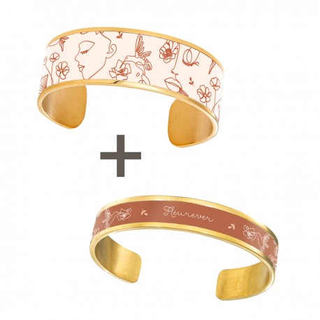 Lot de 2 bracelets manchettes 20mm & 8 mm- Fleurever