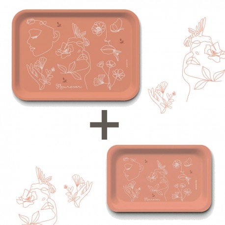 Lot de plateaux rectangulaires kraft (1 S et 1 L) - Fleurever