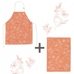Lot tablier et torchon 100% coton biologique - Fleurever