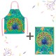 Lot tablier et torchon 100% coton biologique - Paon Paon Pidou