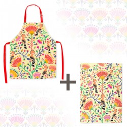 Lot tablier et torchon 100% coton biologique - Tu me donnes des ailes