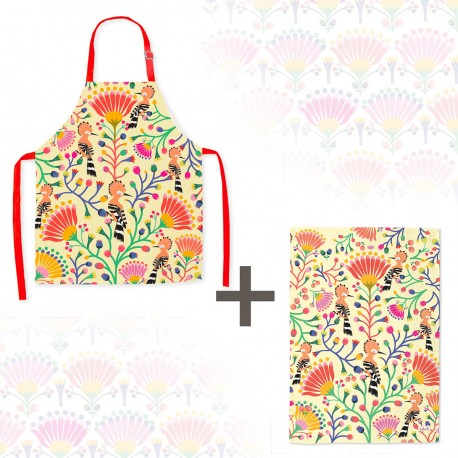 Lot tablier et torchon 100% coton biologique - Tu me donnes des ailes